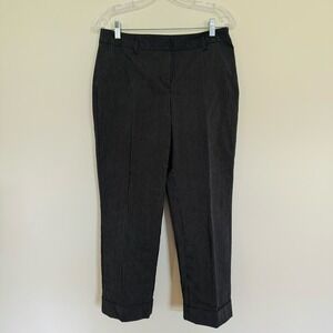 Ann Taylor LOFT Pinstripe Julie Cotton Cuffed Ankle Black Career Trouser Pants 4